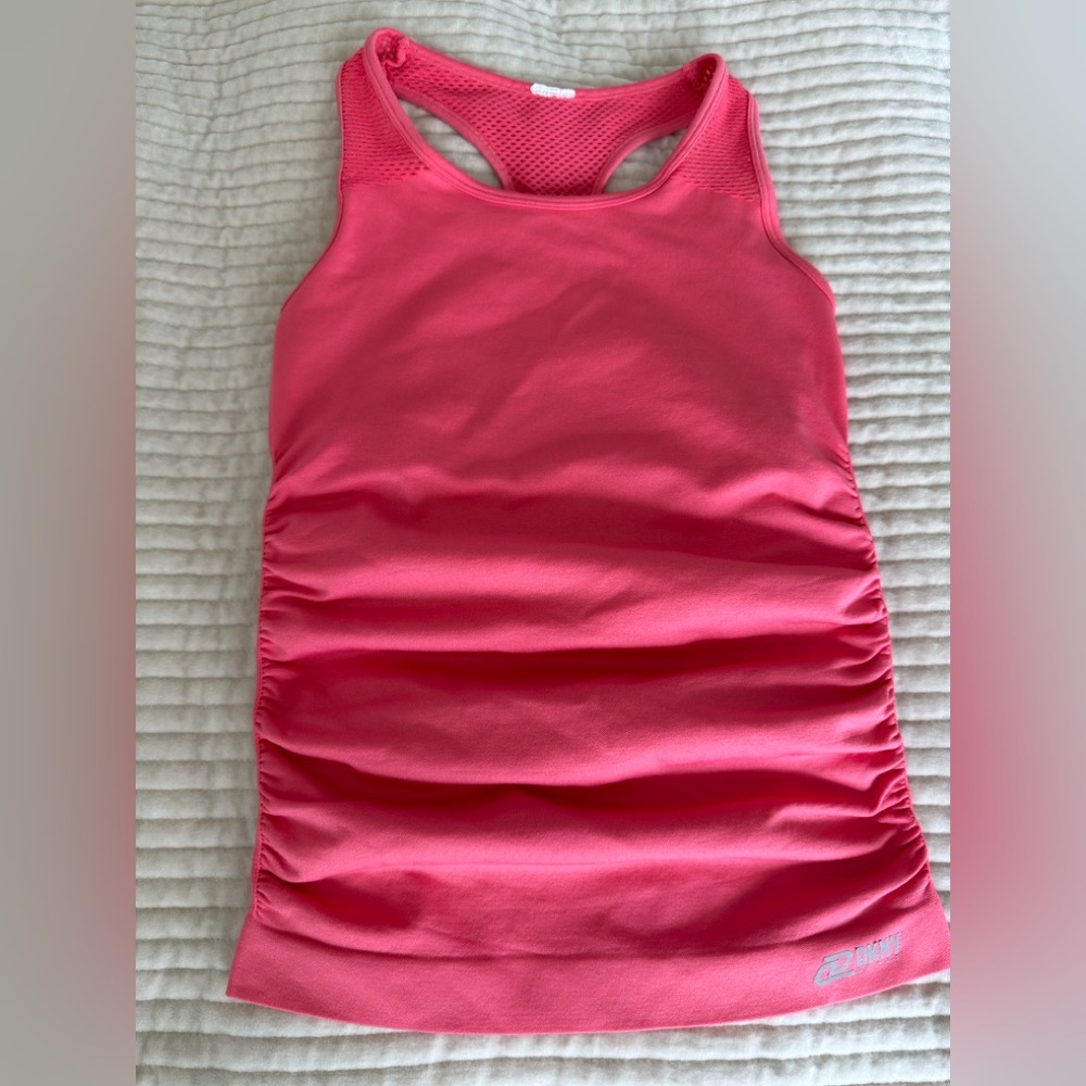 DKNY SPORT Vibrant Coral Tank STRETCHED Top SIZE S - Picture 4 of 11